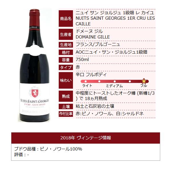 よりどり6本で送料無料 2018 ニュイ サン ジョルジュ 1級畑 レ カイユ