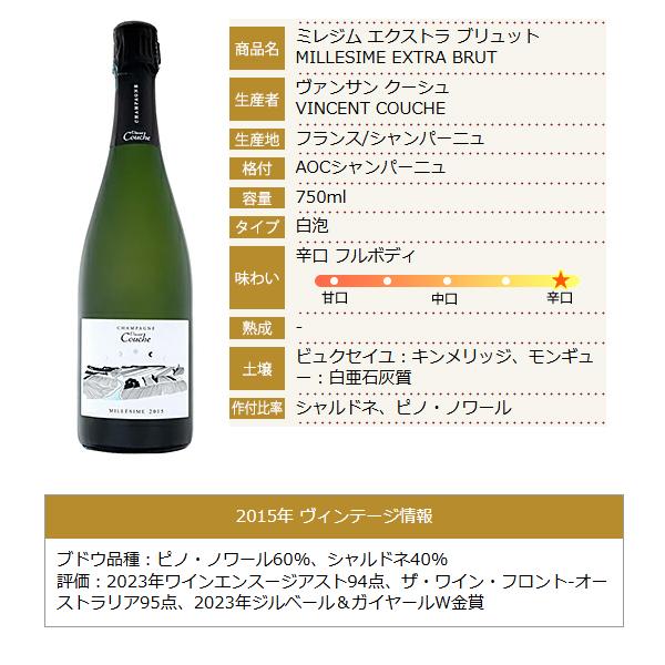 2015 ミレジム エクストラ ブリュット ノン ドサージュ 箱なし 750ml