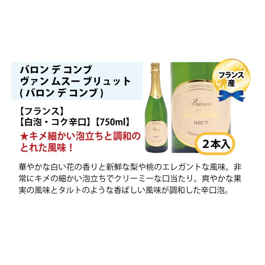 ワイン ワインセット 本格シャンパン製法＆フランス産の極上辛口スパークリング１２本セット 送料無料 飲み比べセット ギフト (6種類各2本) 大人気 ^W0AC61SE^｜veritas｜06