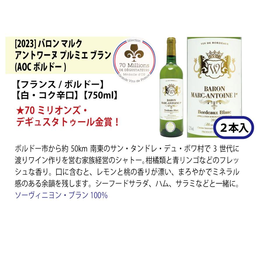 ワイン ワインセット すべて金賞 フランス名産地ボルドー辛口白激旨