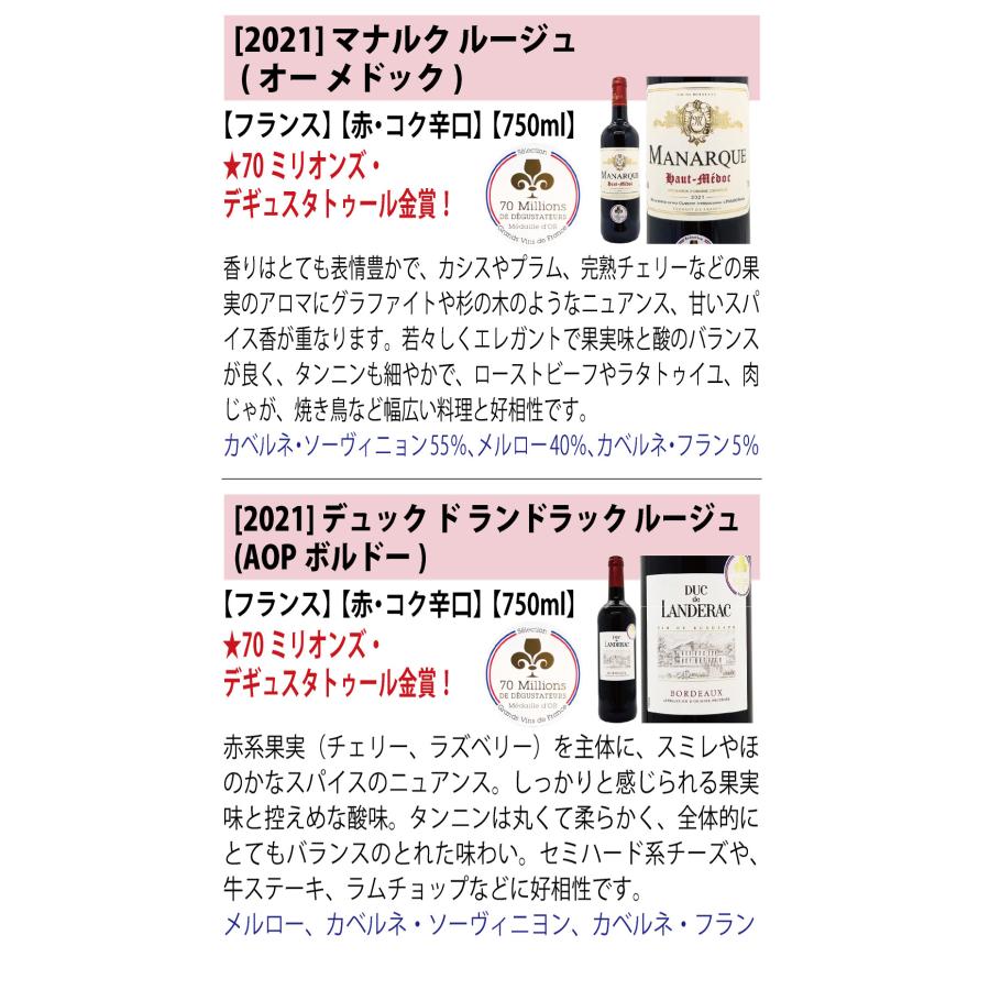ワイン ワインセット すべて金賞フランス名産地ボルドー赤白12本セット ワインセット12本（白6・赤6)