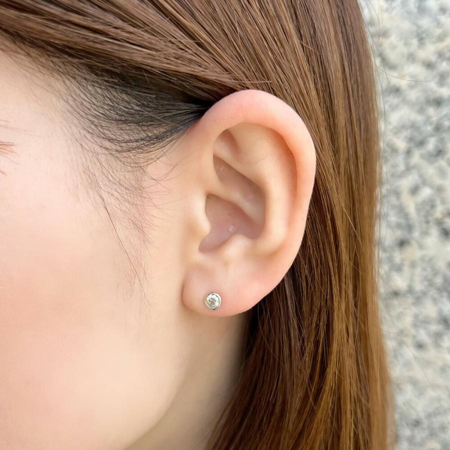 PT900 K18YG ダイヤモンド ピアス 一粒 一粒ダイヤ 丸 プラチナ ふせこみピアス ベゼル ジュエリー 134508020453 134508020454の画像