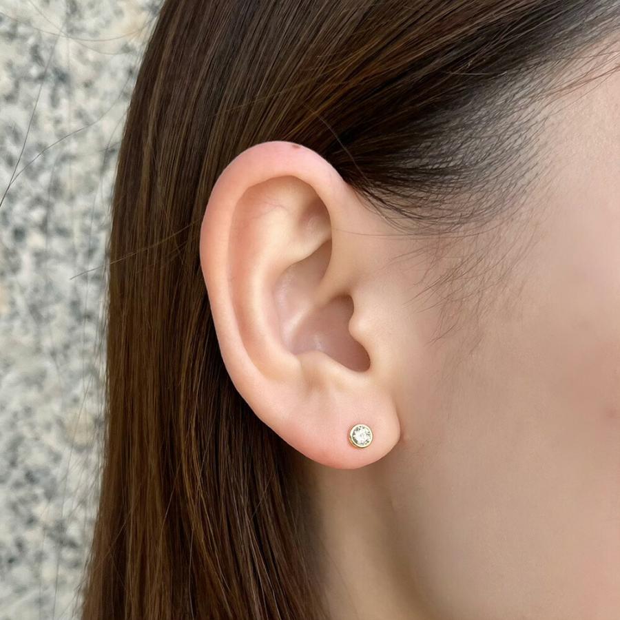 PT900 K18YG ダイヤモンド ピアス 一粒 一粒ダイヤ 丸 プラチナ ふせこみピアス ベゼル ジュエリー 134508020453 134508020454の画像