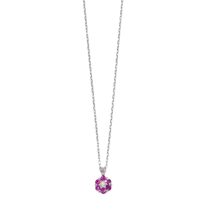 PT850 / 900 プラチナ ルビー / ダイヤモンド ネックレス ペンダント アクセサリー レディース ジュエリー 137108020019の画像