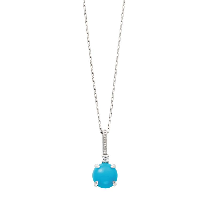 PT850/900 プラチナ トルコ石 / ダイヤモンド ネックレス ペンダント アクセサリー レディース ジュエリー 137108020022の画像