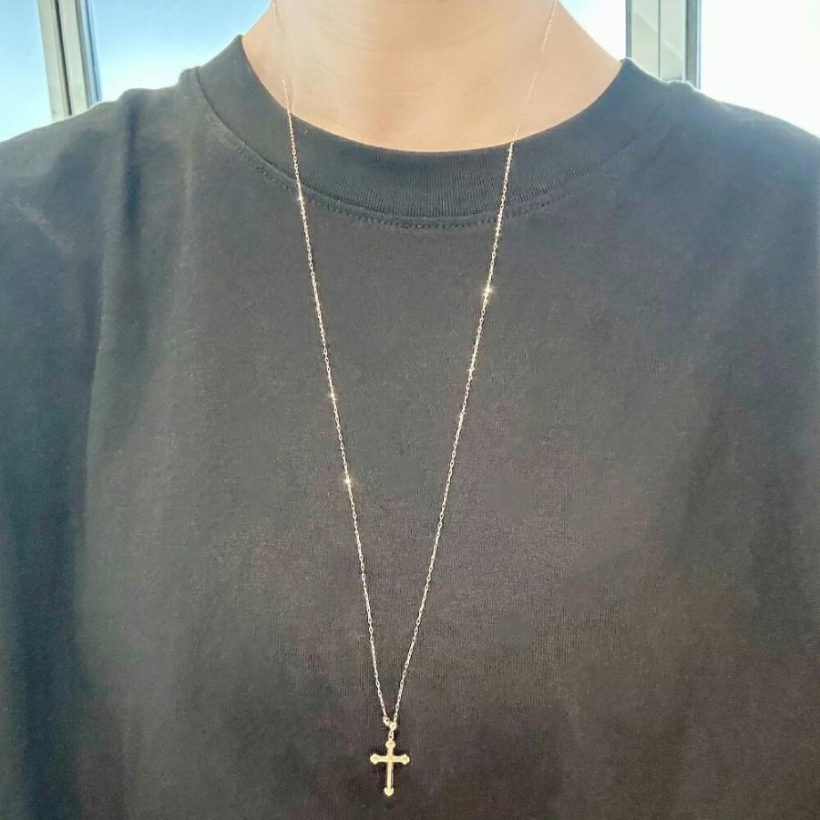 K18YG 地金 ラリエット ロングネックレス ロング ネックレス ペンダント 十字架 クロス ジュエリー 135308160008の画像