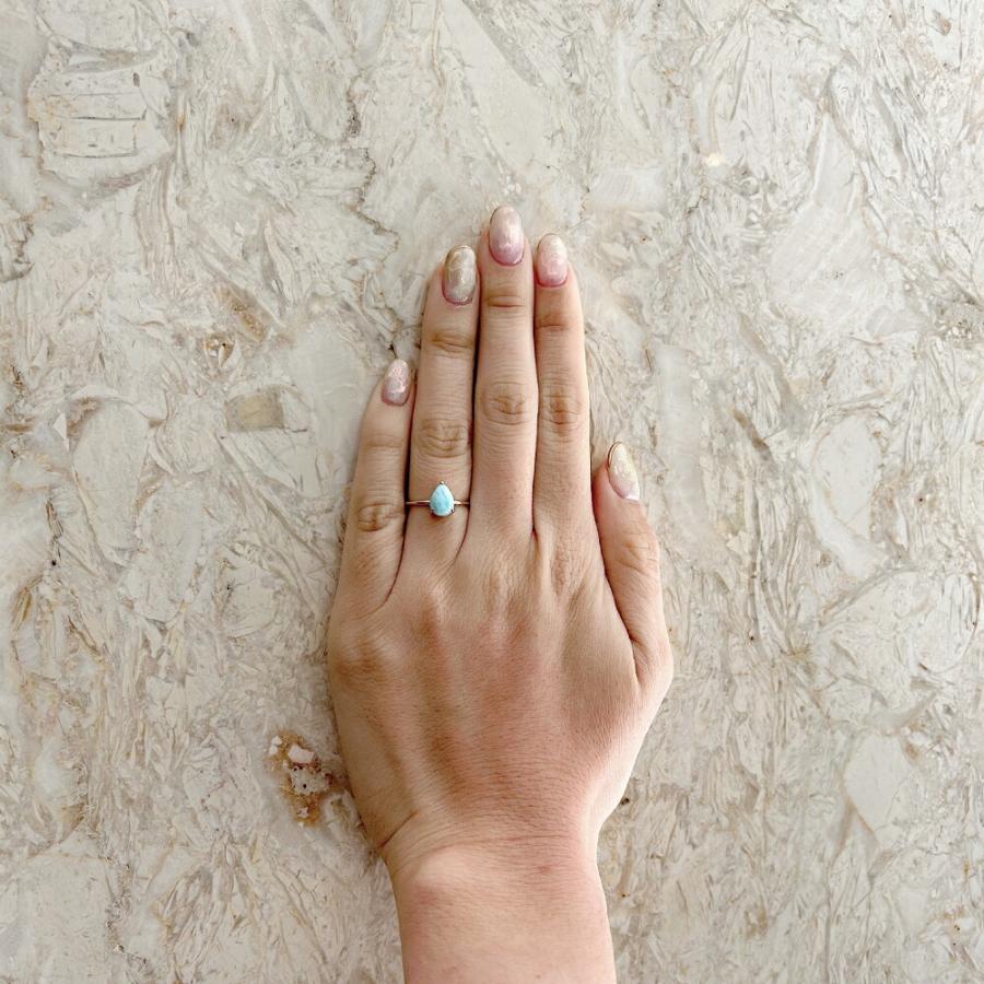 K10YG ラリマー リング 指輪 しずく 雫 型 ジュエリー 11号