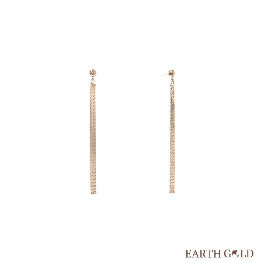 K18 18金 金 EARTH GOLD アースゴールド ヘリンボーン ピアス ロング ジュエリー 103808080153の画像