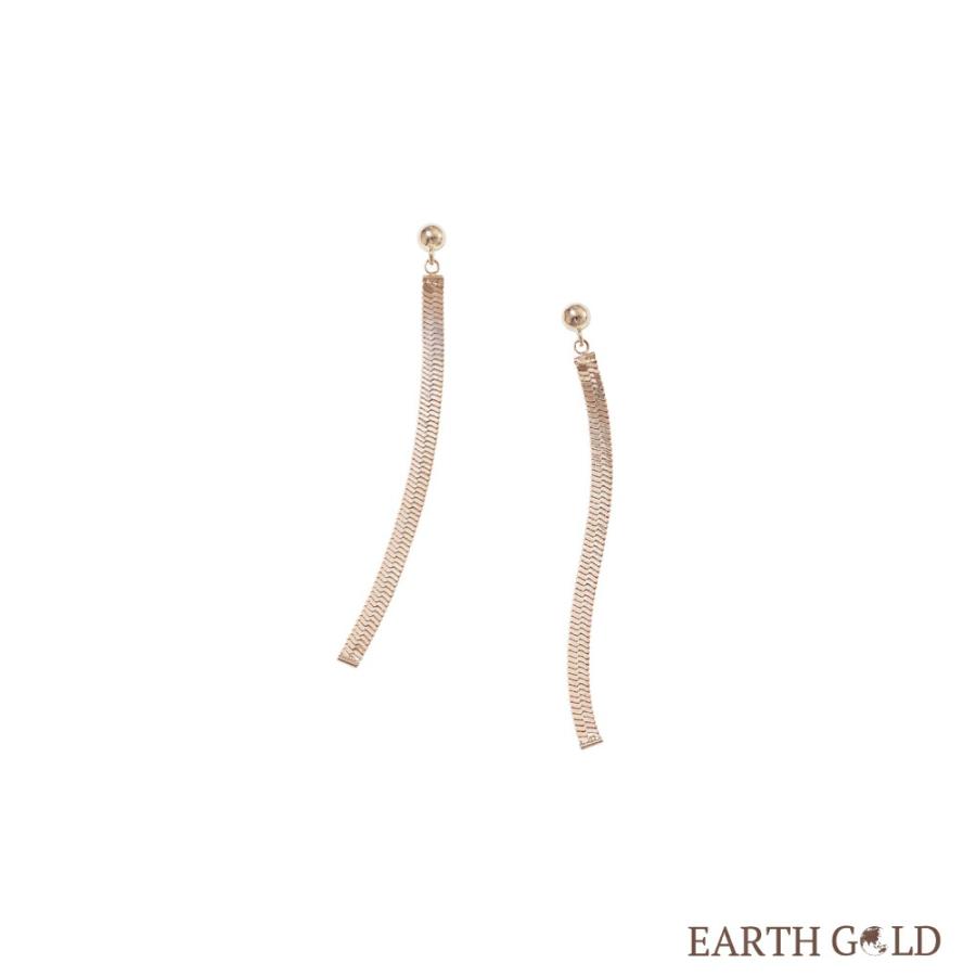 K18 18金 金 EARTH GOLD アースゴールド ヘリンボーン ピアス ロング ジュエリー 103808080153の画像