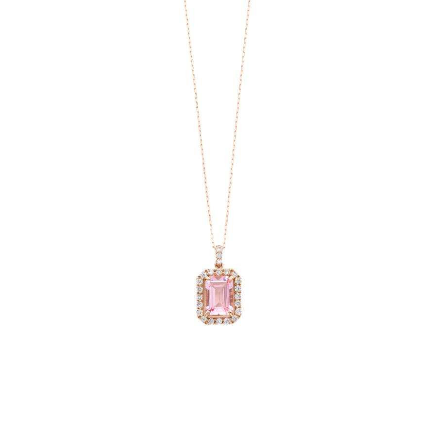 K18PG モルガナイト / ダイヤモンド ネックレス ペンダント アクセサリー レディース ジュエリー 113208160001の画像