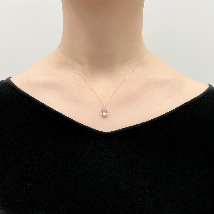 K18PG モルガナイト / ダイヤモンド ネックレス ペンダント アクセサリー レディース ジュエリー 113208160001の画像