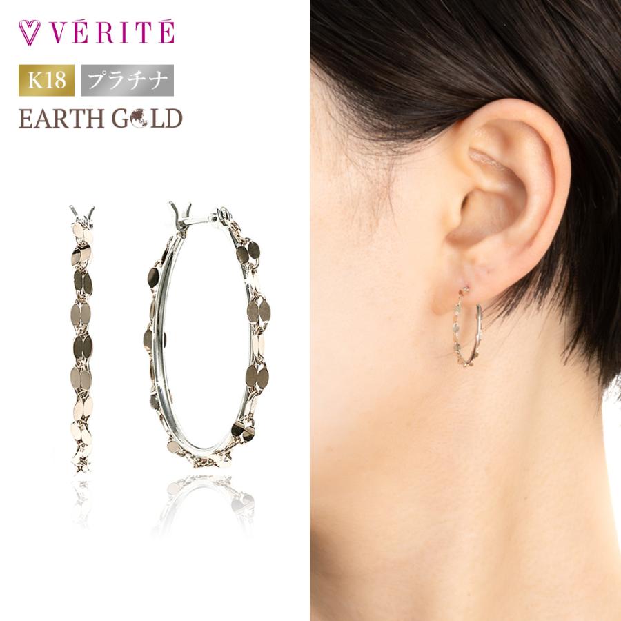 K18 EARTH GOLD / PT900 フープピアス アクセサリー レディース 