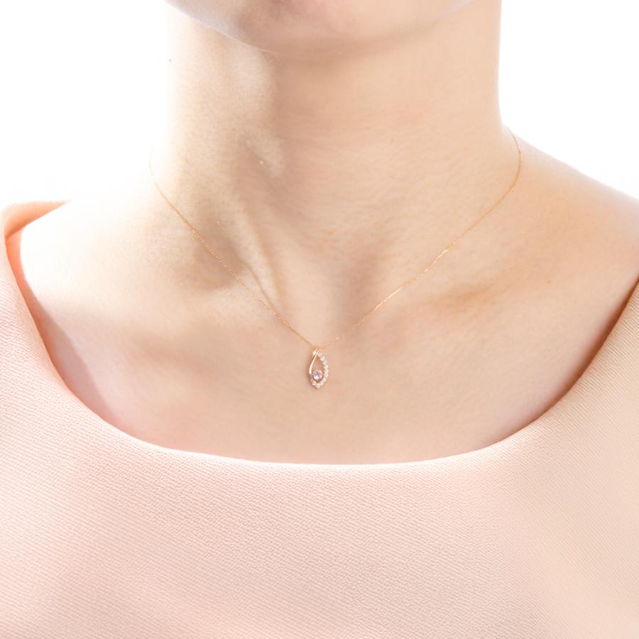 K18PG パパラチアサファイア / ダイヤモンド ネックレス ペンダント アクセサリー レディース ジュエリー 119008020377の画像