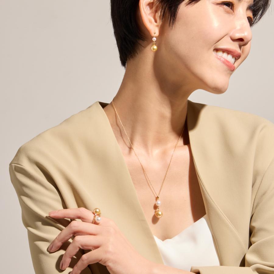 K18YG 奄美大島産 白蝶ゴールドパール / アコヤパール / ダイヤモンド リング 指輪 アクセサリー レディース ジュエリー 102708070106の画像