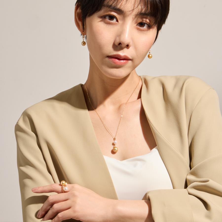 K18YG 奄美大島産 白蝶ゴールドパール / アコヤパール ピアス アクセサリー レディース ジュエリー 102708070107の画像