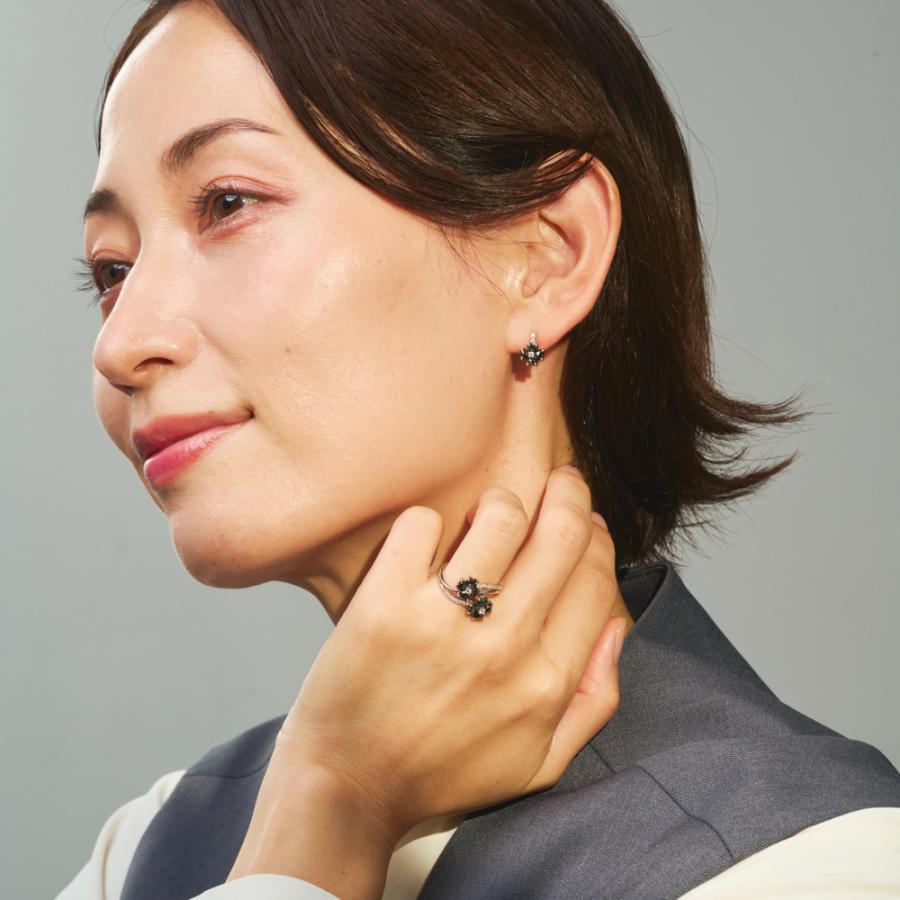 PT900 / 950 プラチナ ダイヤモンド / ブラックダイヤモンド ピアス Dカラー アクセサリー レディース ジュエリー 126108020121の画像