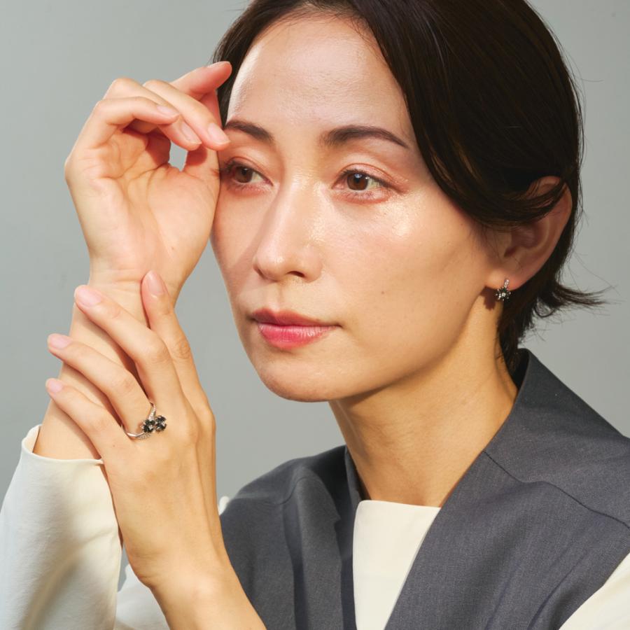PT900 / 950 プラチナ ダイヤモンド / ブラックダイヤモンド ピアス Dカラー アクセサリー レディース ジュエリー 126108020121の画像