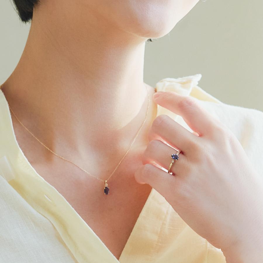 K10YG アイオライト / ダイヤモンド ネックレス ペンダント アクセサリー レディース ジュエリー 113808060262の画像