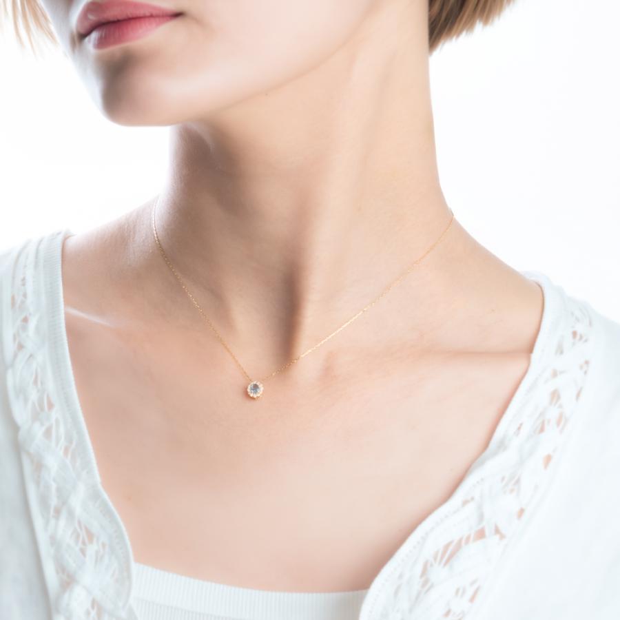 K18YG アクアマリン / ダイヤモンド ネックレス ペンダント アクセサリー レディース ジュエリー 119008020406の画像