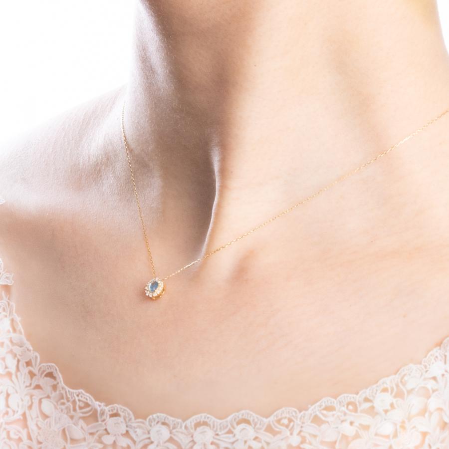 K18YG アクアマリン / ダイヤモンド ネックレス ペンダント アクセサリー レディース ジュエリー 119008020406の画像