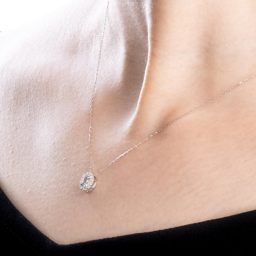 PT850 / PT950 アクアマリン / ダイヤモンド ネックレス ペンダント アクセサリー レディース ジュエリー 119008020407の画像