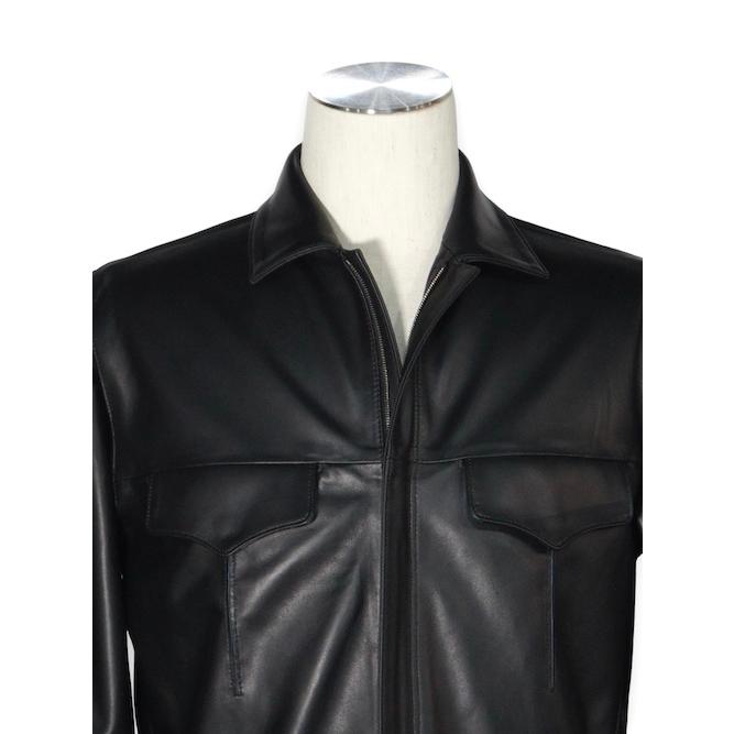 5351 POUR LES HOMMES 30％OFF ラムレザーシャツ ブルゾン ブラック 