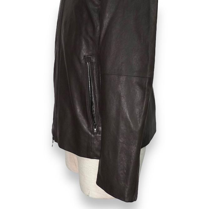 20%OFF シングル レザージャケット ダークブラウン 5351POUR LES HOMMES 5351プール・オムの画像