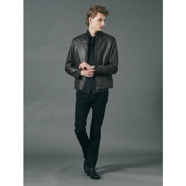 20%OFF シングル レザージャケット ダークブラウン 5351POUR LES HOMMES 5351プール・オムの画像