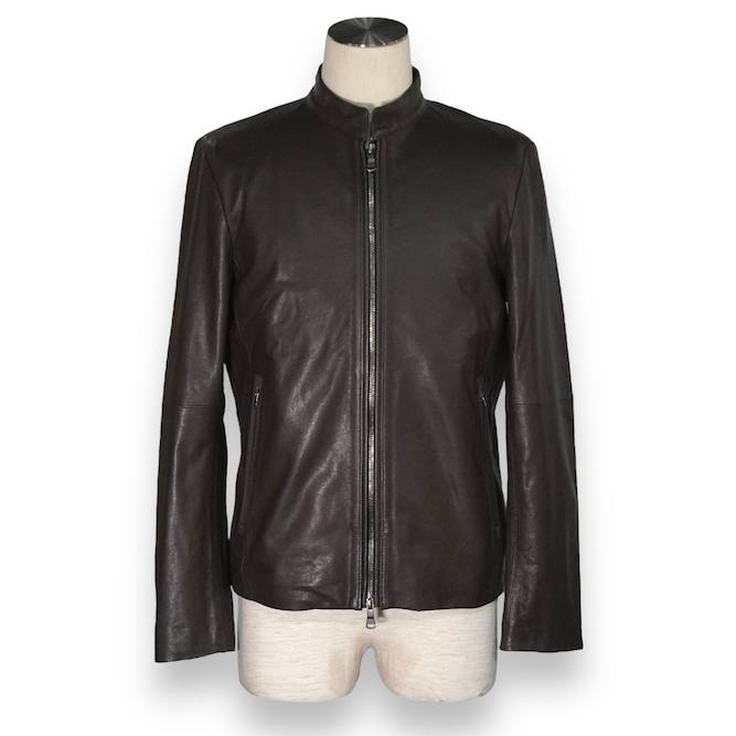 20%OFF シングル レザージャケット ダークブラウン 5351POUR LES HOMMES 5351プール・オムの画像