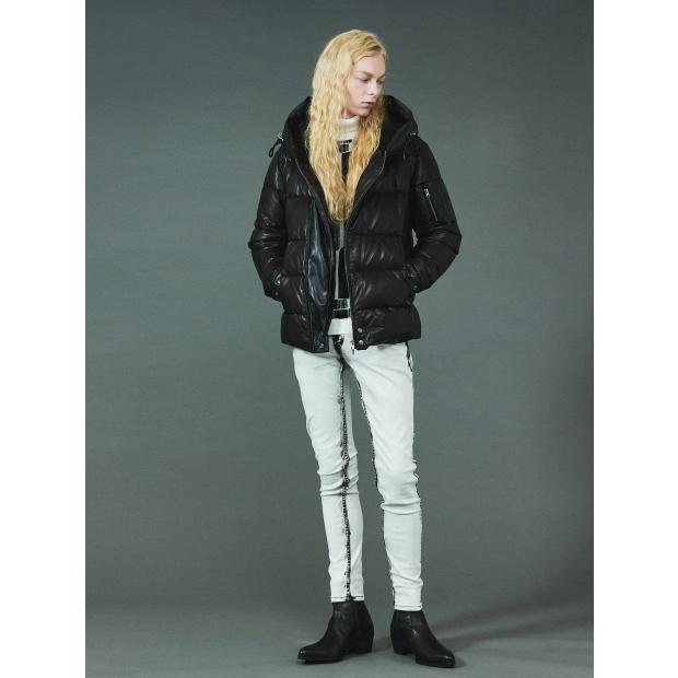 lithium LITHIUM HOMMEレザーダウンジャケット 42 homme レザージャケットサイズ42 リチウムオム homme レザージャケット 黒 ダウンジャケット