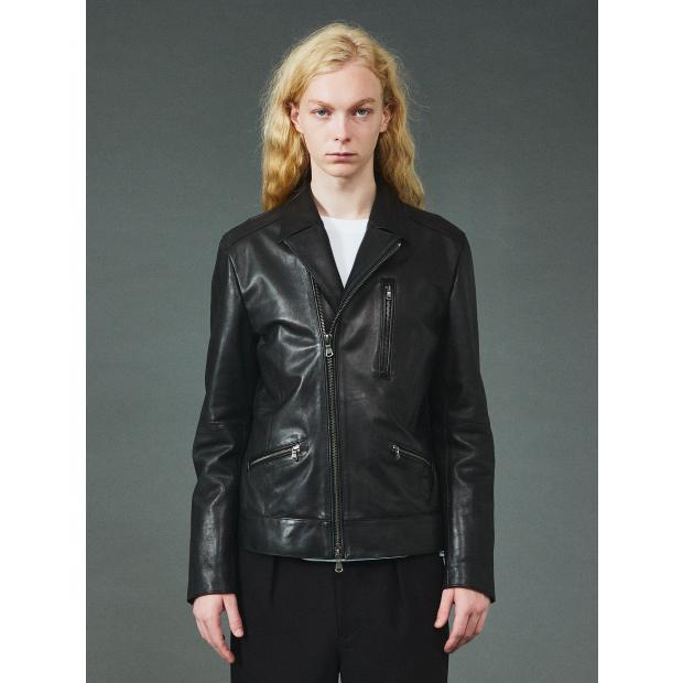 5351 POUR LES HOMMES セミダブル レザージャケット ブラック : Verite