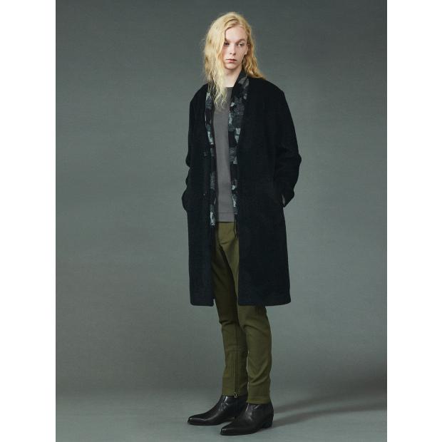 5351 POUR LES HOMMES 20%OFF ノーカラー シャギー コート ブラック