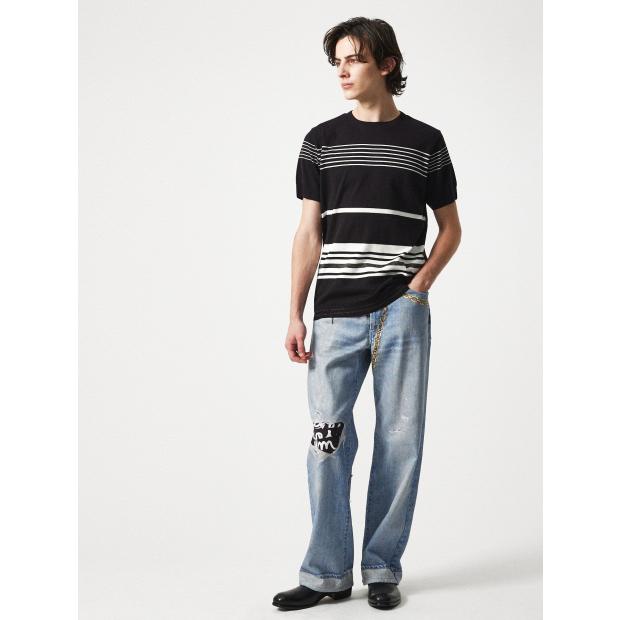 5351 POUR LES HOMMES セーターマシーン ボーダー クルーネック ニット