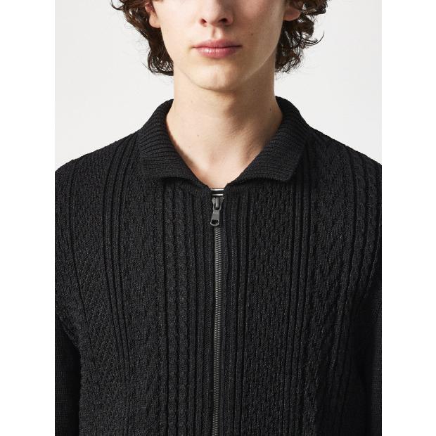 5351 POUR LES HOMMES コットン ペーパーニット ブルゾン ブラック