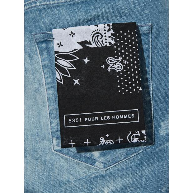 5351 POUR LES HOMMES 20%OFF プリント テーパード デニム パンツ 