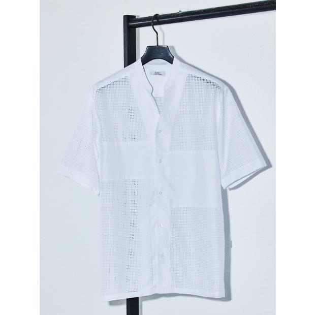 5351 POUR LES HOMMES 20%OFF パッチワーク メッシュ 半袖シャツ