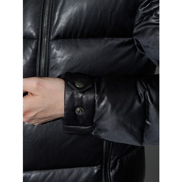 5351 POUR LES HOMMES レザーエンボス ダウンジャケット ブラック