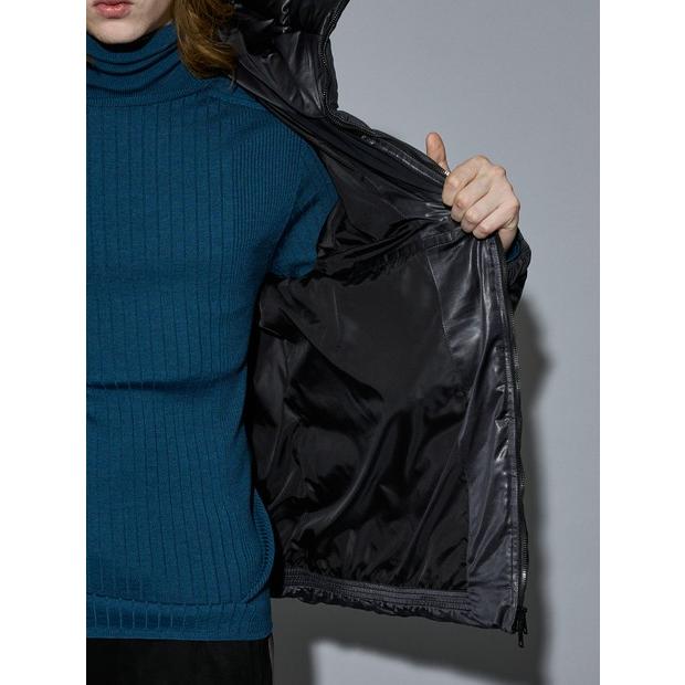 5351 POUR LES HOMMES レザーエンボス ダウンジャケット ブラック