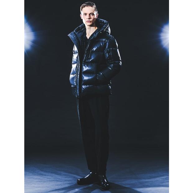 5351 POUR LES HOMMES レザーエンボス ダウンジャケット ブラック