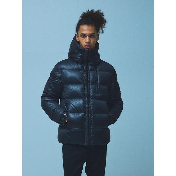 5351 POUR LES HOMMES レザーエンボス ダウンジャケット ブラック
