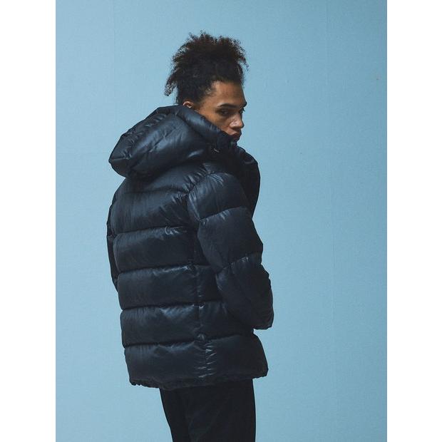 5351 POUR LES HOMMES レザーエンボス ダウンジャケット ブラック