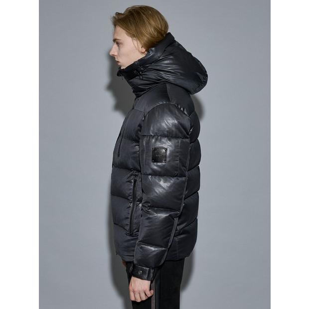 5351 POUR LES HOMMES レザーエンボス ダウンジャケット ブラック