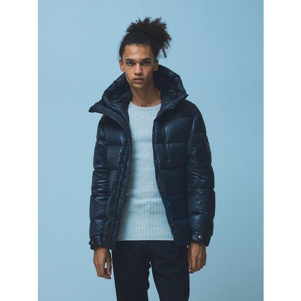 5351 POUR LES HOMMES レザーエンボス ダウンジャケット ブラック