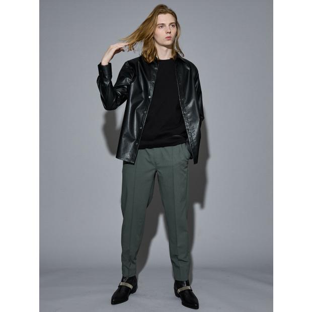 5351 POUR LES HOMMES 10%OFF レザータッチ 長袖シャツ ブラック