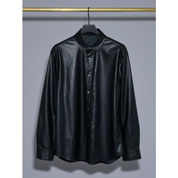 5351 POUR LES HOMMES 10%OFF レザータッチ 長袖シャツ ブラック