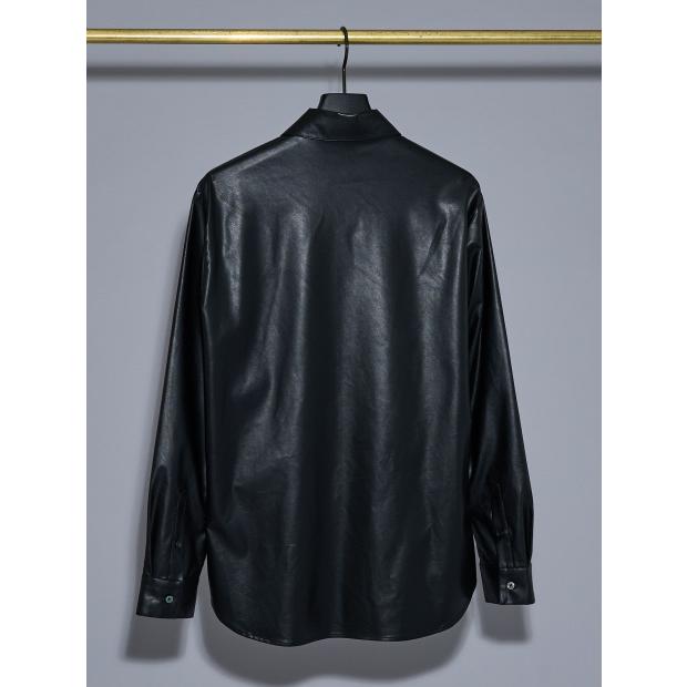 5351 POUR LES HOMMES 10%OFF レザータッチ 長袖シャツ ブラック