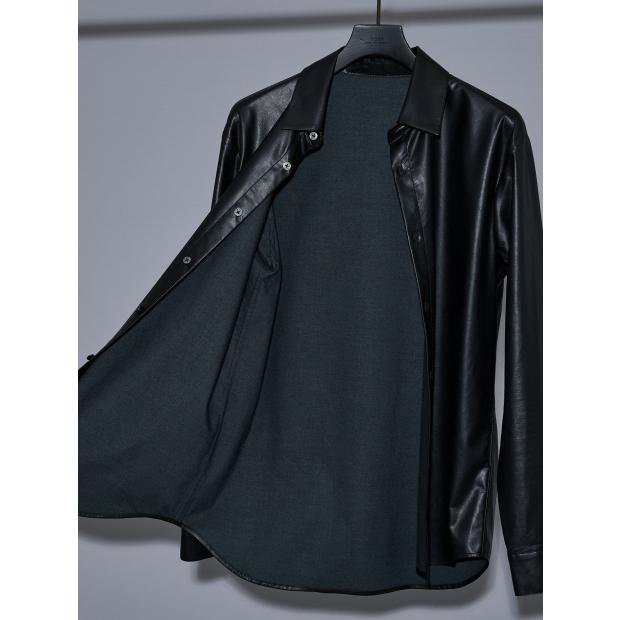 5351 POUR LES HOMMES 10%OFF レザータッチ 長袖シャツ ブラック