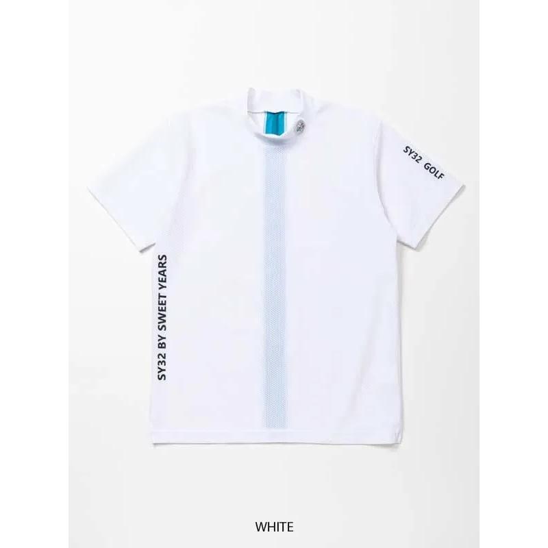 SY32 by SWEET YEARS モックネックシャツ ホワイト 3D-FACE BACK