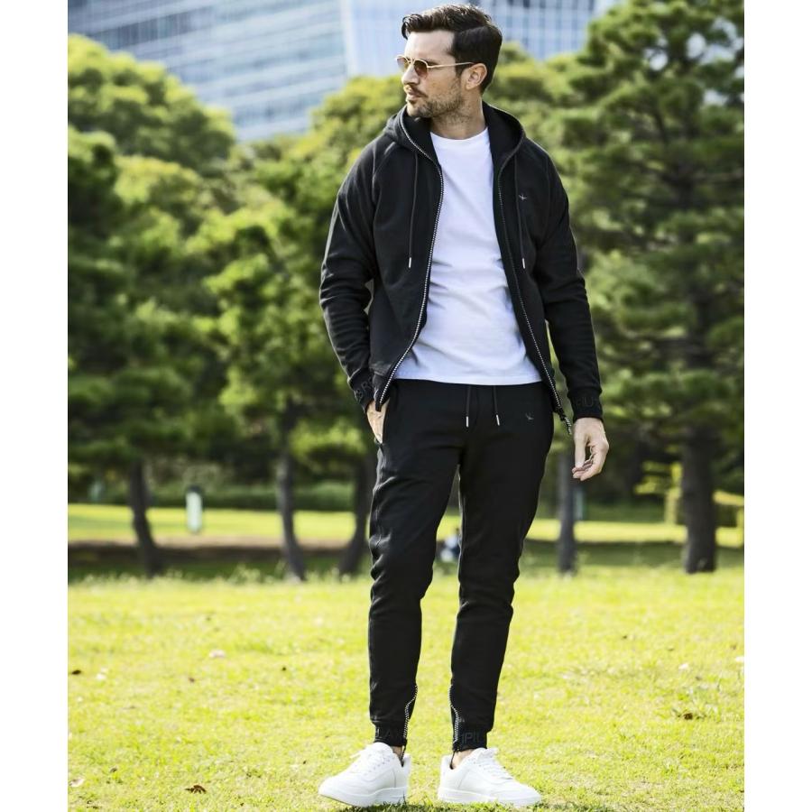 1PIU1UGUALE3 RELAX 30%OFF リブ刺繍ロングパンツ ブラック ウノピゥ