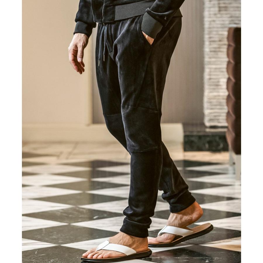 ウノピゥウノウグァーレトレ リラックス（1PIU1UGUALE3 RELAX）/1PIU1UGUALE3 RELAX ヘビーベロアサルエルジョガーパンツ 1PIU1UGUALE3 RELAX ヘビーベロアサルエルジョガーパンツ ブラック